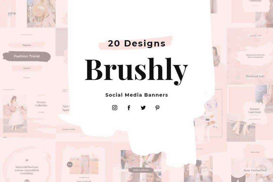 Brushly social media template pack format Adobe Photoshop PSD