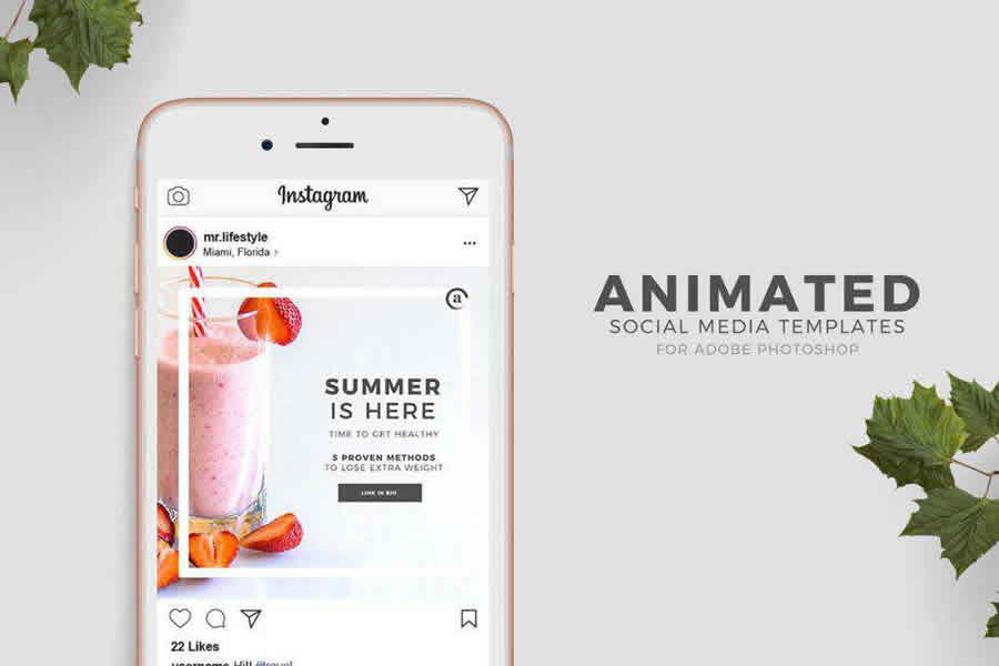 Animatedsocial media template pack format Adobe Photoshop PSD