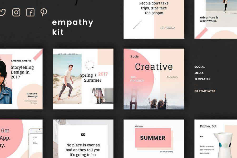 empathy social media template pack format Adobe Photoshop PSD Illustrator