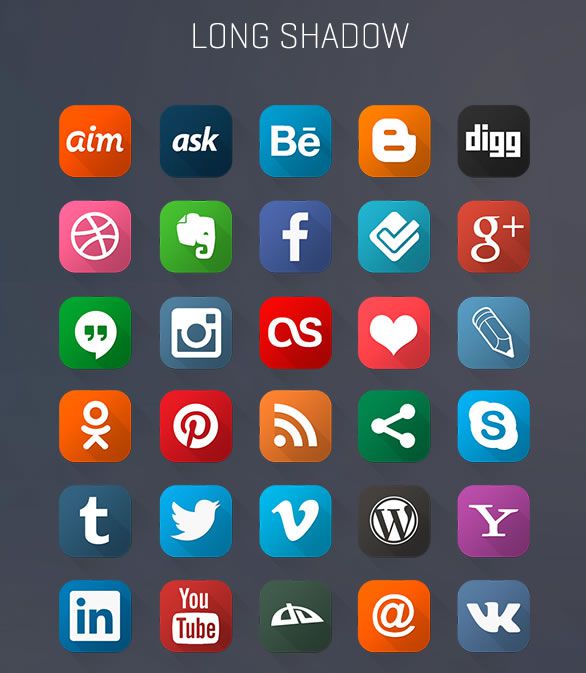 The Long Shadow Social Media Icon Set Freebie Preview