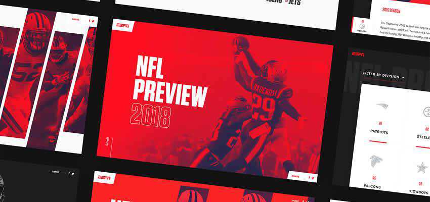 ESPN NFL Preview sport fitness web design inspiration ui ux