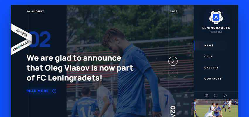 Leningradets Football Club sport fitness web design inspiration ui ux