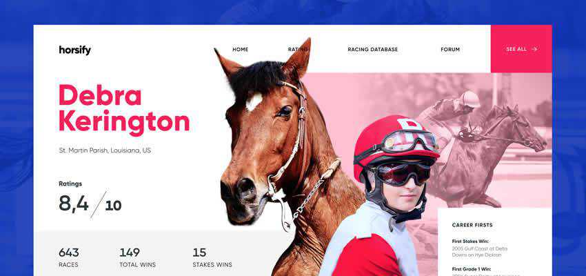 Horse Racing sport fitness web design inspiration ui ux