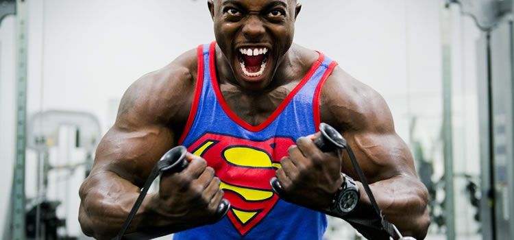 superman in gym weights