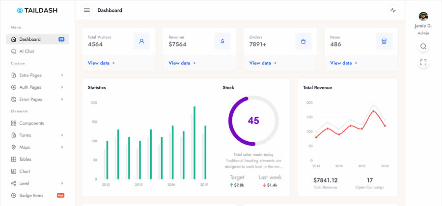 TailDash Admin Template Tailwind CSS