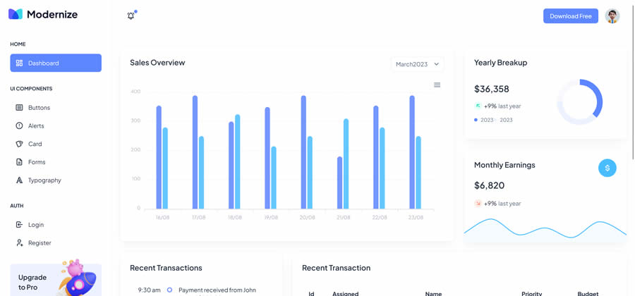 Modernize Admin Tailwind CSS