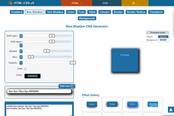 Box Shadow Generator Tiny CSS Tools for Web Designers