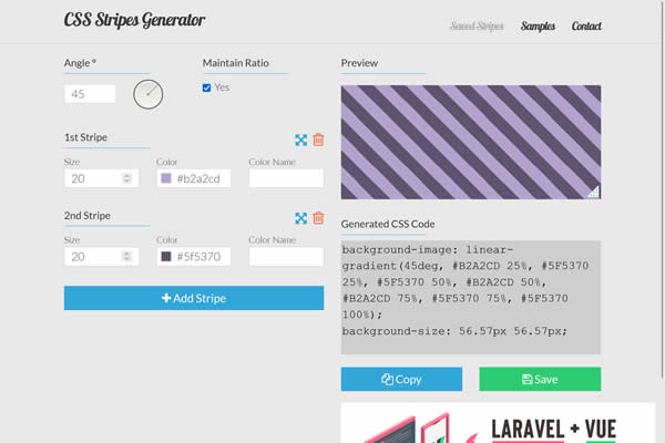 Stripes Generator Tiny CSS Tools for Web Designers