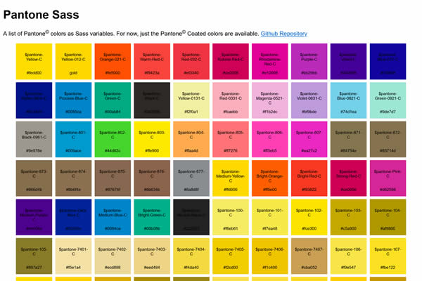 Pantone Sass Tiny CSS Tools for Web Designers