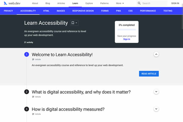 Web.dev Accessibility Tiny CSS Tools for Web Designers