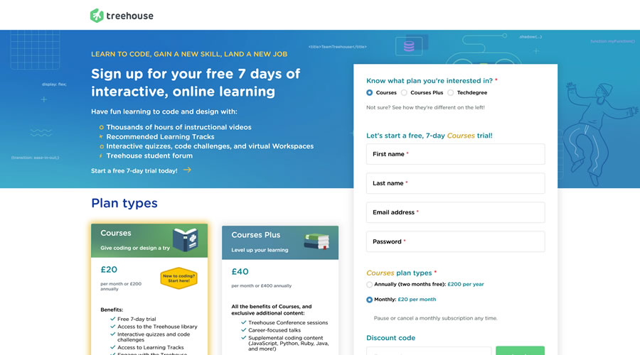 Team Treehouse Pricing Page Web Design Inspiration