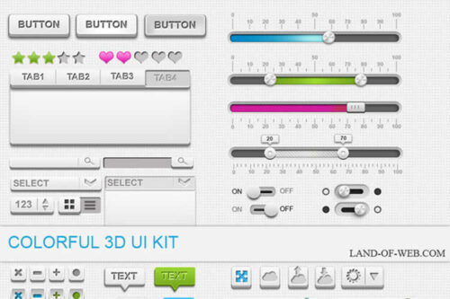 Free Colorful 3D UI Kit (Photoshop PSD)