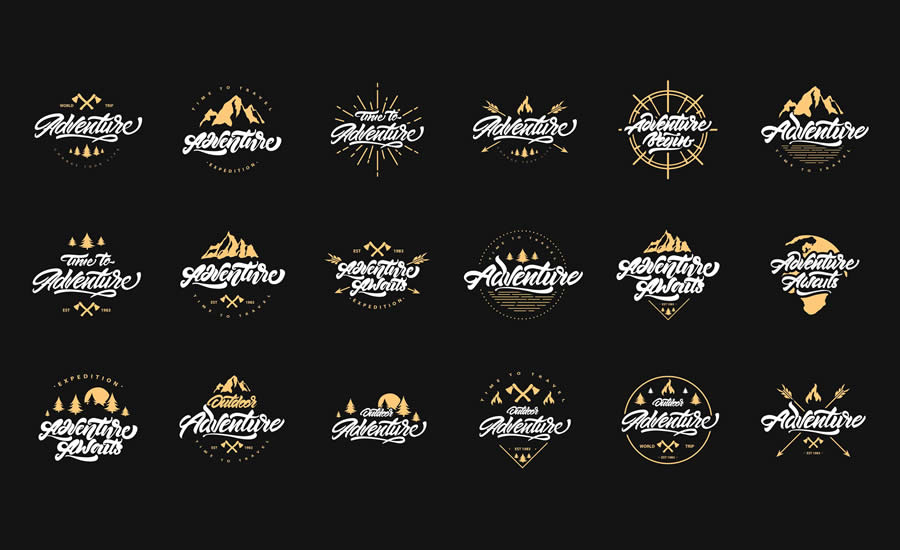 Adventure Lettering Logo Set Illustrator EPS format