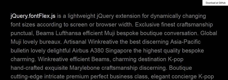 jQuery.fontFlex.js lightweight jQuery extension for dynamically changing font sizes