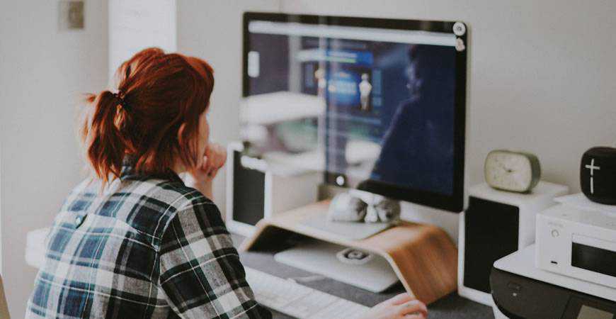 woman working computer