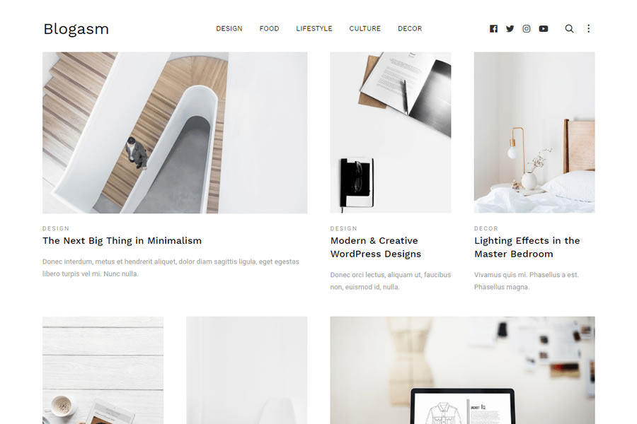 Blogasm Minimal free wordpress theme wp responsive magazine news blog