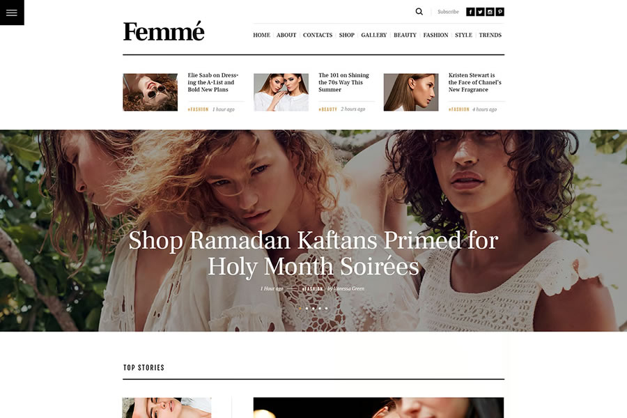 Femme Fashion free wordpress theme wp responsive magazine news blog