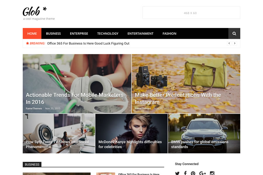 Glob Simple free wordpress theme wp responsive magazine news blog