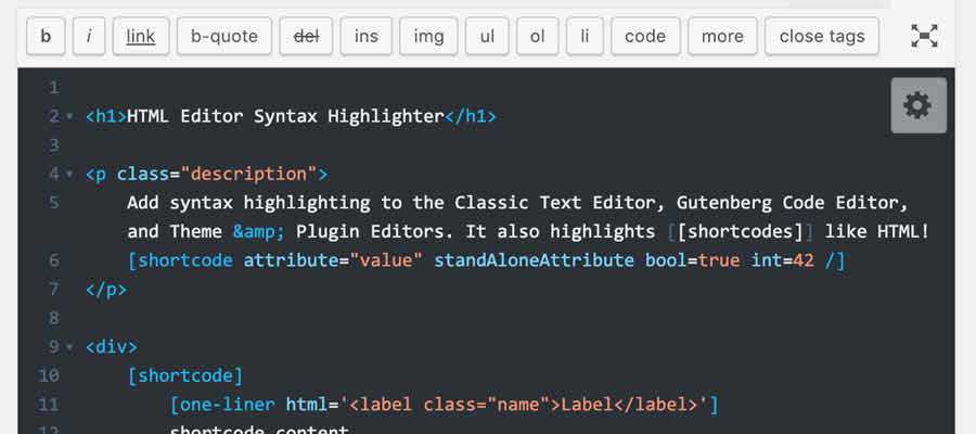 HTML Editor Syntax Highlighter Free WordPress Plugin