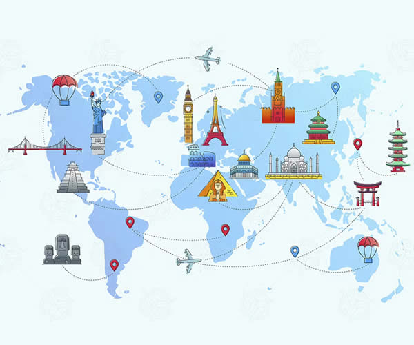 Map of the World Travel Illustration