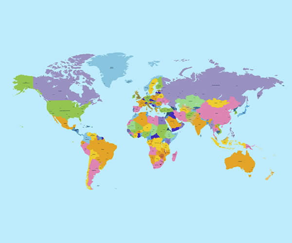 Colorful Political World Map Template Free to Download