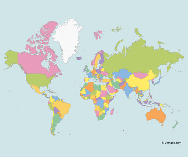 Multicolor Map of the World Template Free to Download