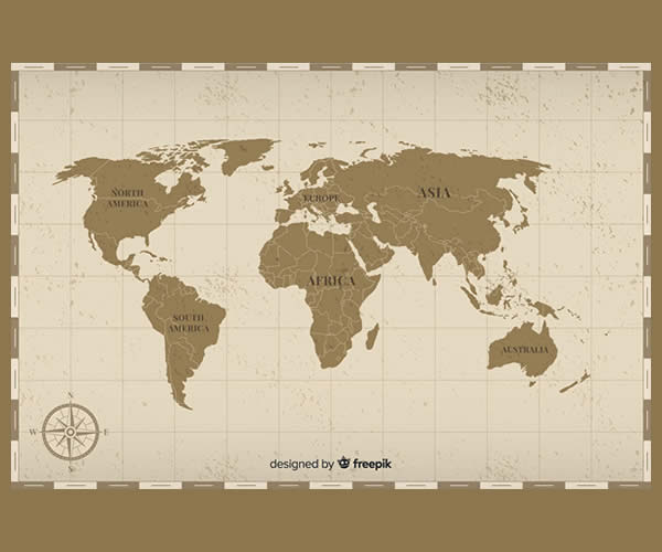 Vintage World Map Illustration Concept Free to Download