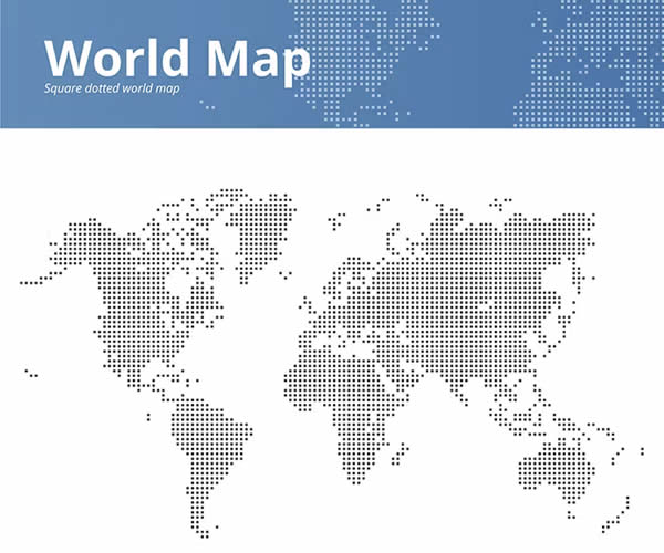 Square Dotted World Map Template