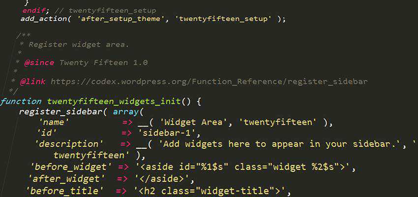 WordPress theme code.