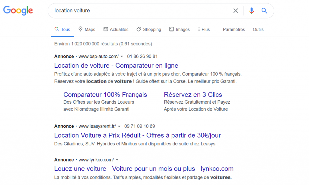 Annonce Google Search