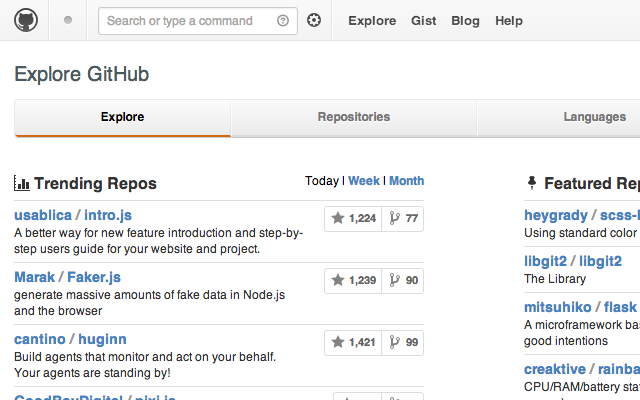 custom github explore projects open source