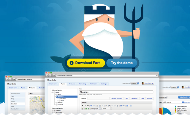 opensource fork cms webpage screenshot 2013 design