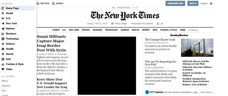 New York Times Slideouts, Sidebars & Drawers