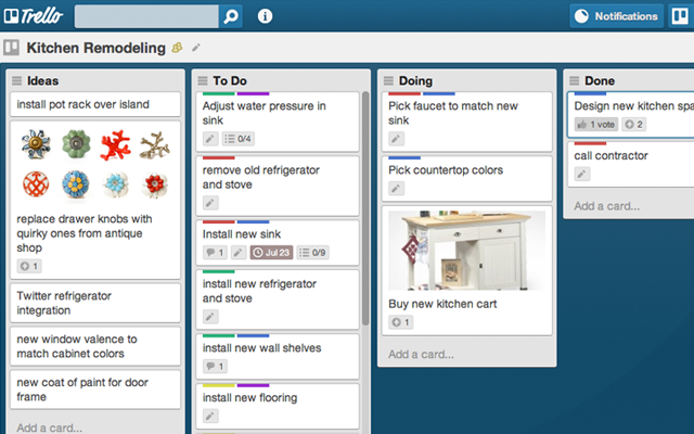 trello todo tasks list webapp screenshot