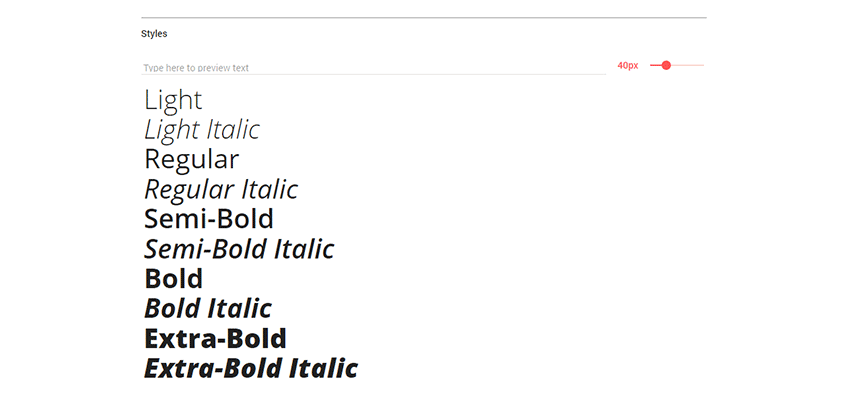 Open Sans font styles