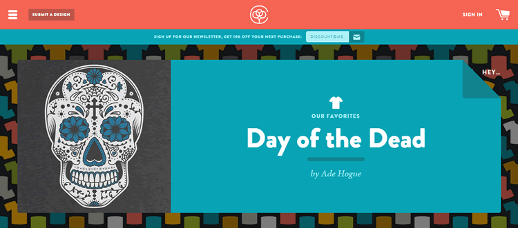 cotton bureau example of the color Orange in use in web design