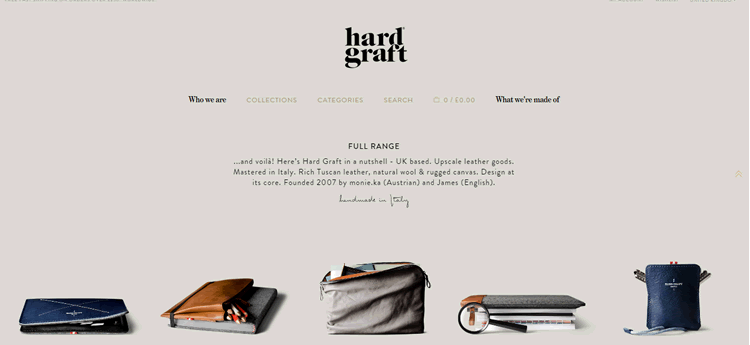 Hard Graft as an example of the color Grey in use in web design