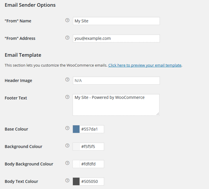 WooCommerce - Email Sender and Template Options