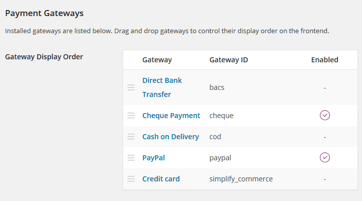 WooCommerce - Payment Gateways