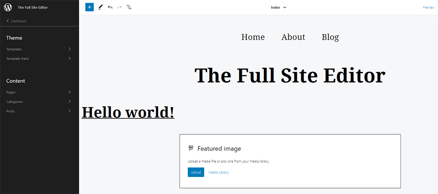 The WordPress Site Editor sidebar.